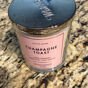 White Barn Champagne Toast Candle - Pink Label with Silver Lid
